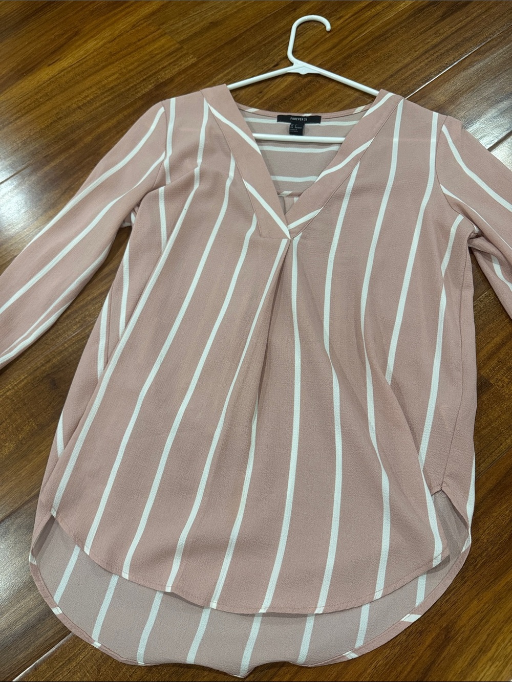 Forever 21 Blush Pink and White Striped V-Neck Tunic